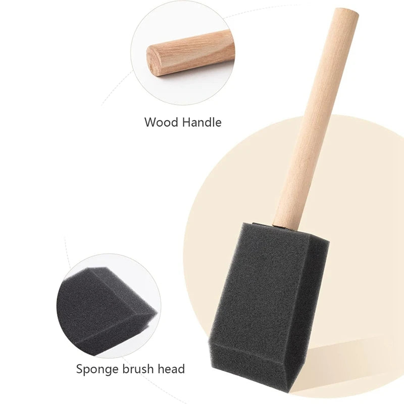 Foam Paint Brush with Wooden Handle