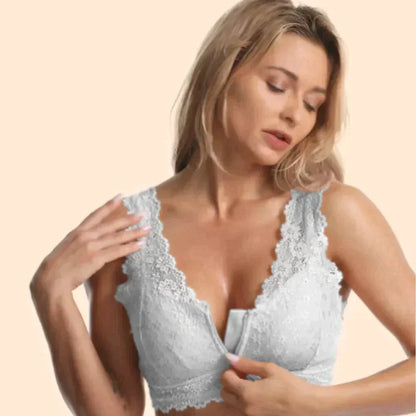 Sexy Push Up Bra, Breathable Lace Front Zipper Bra for Women, Plus Size 🌸