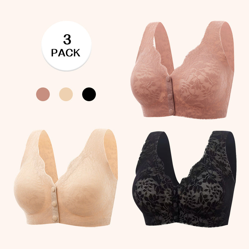 💖Buy 1 Get 1 For Free-2 Pcs💖ZERO FEEL Lace Full Coverage Front Closure Bra