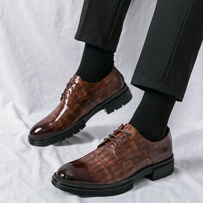 👞Boutique Manufacturing! 💎Men's fashion crocodile print casual business shoes, 🍷elegant and fashionable at the same time