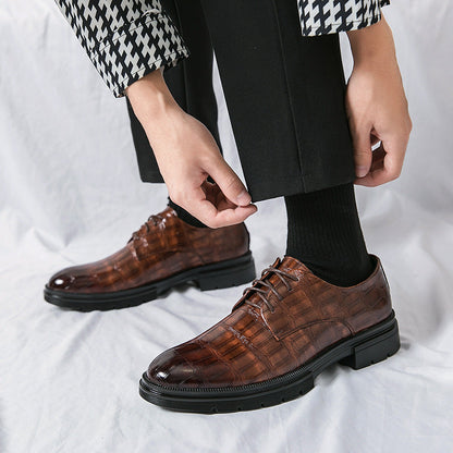 👞Boutique Manufacturing! 💎Men's fashion crocodile print casual business shoes, 🍷elegant and fashionable at the same time