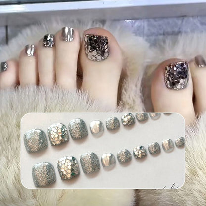 🔥Hot Sale Best Gift 🔥Delicate Glitter False Toe Nails Kit（50% OFF）