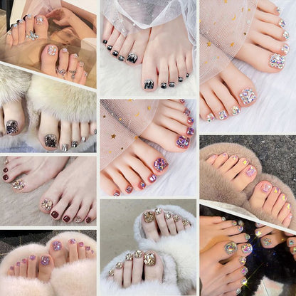 🔥Hot Sale Best Gift 🔥Delicate Glitter False Toe Nails Kit（50% OFF）