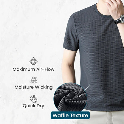 Breathable Ice Silk Waffle Weave T-shirt