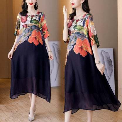 Women's Elegant Flowy Floral Print Plus Size Dress