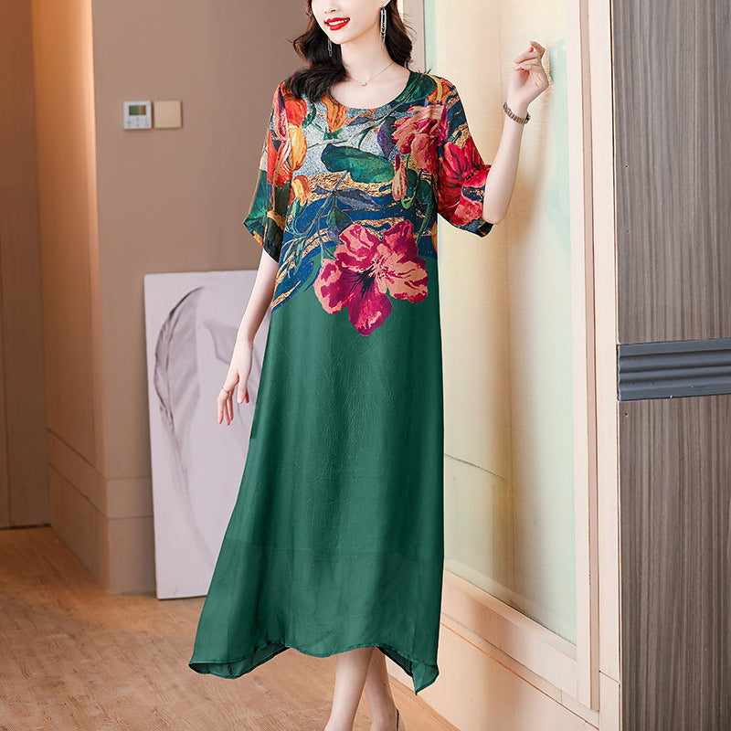 Women's Elegant Flowy Floral Print Plus Size Dress