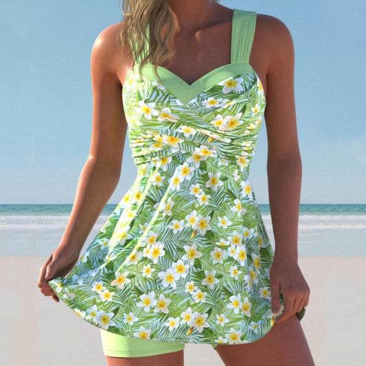 🔥Buy 2 Free Shipping🩱Women's Floral Print Strap Swimdress 2-Piece Set