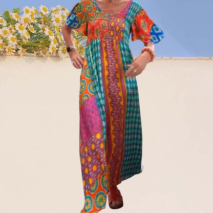 ✨NEW SALE✨Women’s Bohemian Patchwork Colorful Maxi Dress