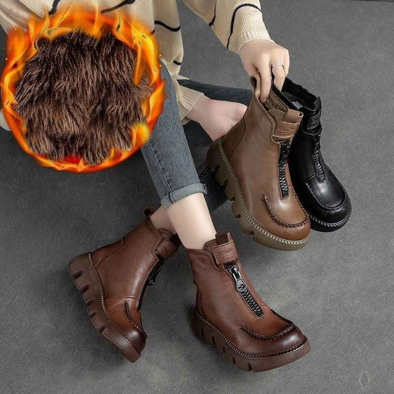 🔥50% OFF🔥Women's Retro PU Leather Warm Short Boots 🔥