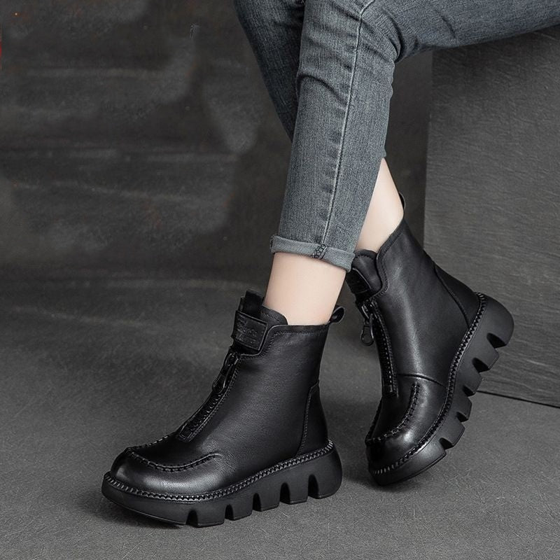 🔥50% OFF🔥Women's Retro PU Leather Warm Short Boots 🔥