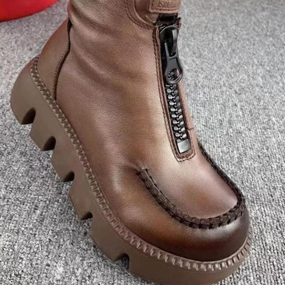 🔥50% OFF🔥Women's Retro PU Leather Warm Short Boots 🔥