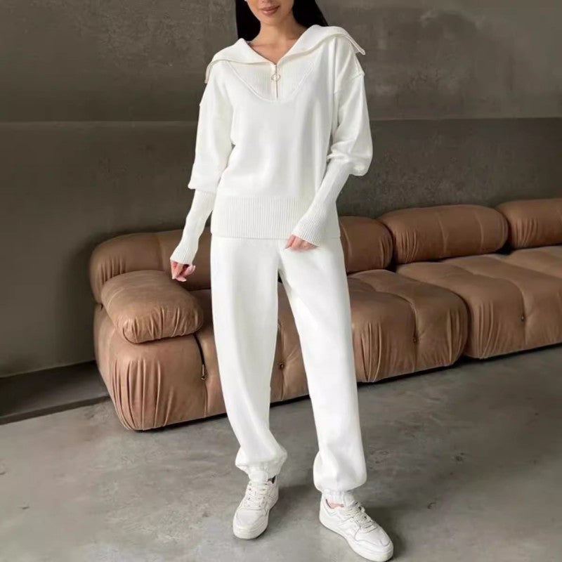 💥Hot Sale 60% OFF🔥Women's Casual Sporty 2-Piece Set - Half-Zipper Lapel Top & Matching Jogger