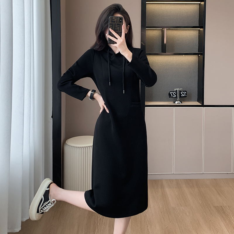 🎅Early Xmas Sales🎄Women's Long Sleeve Hooded Pockets Sweatshirt Dress