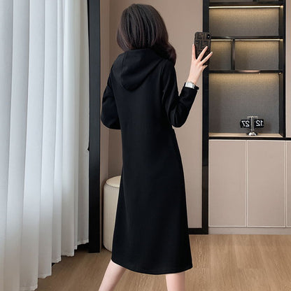 🎅Early Xmas Sales🎄Women's Long Sleeve Hooded Pockets Sweatshirt Dress