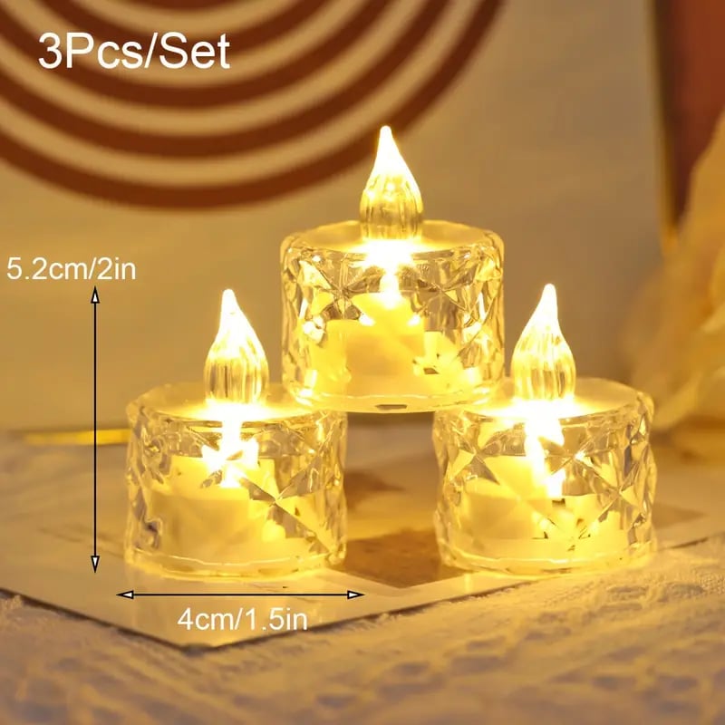 🔥3pcs/SET🕯️🎁 Crystal Flameless Candle Light