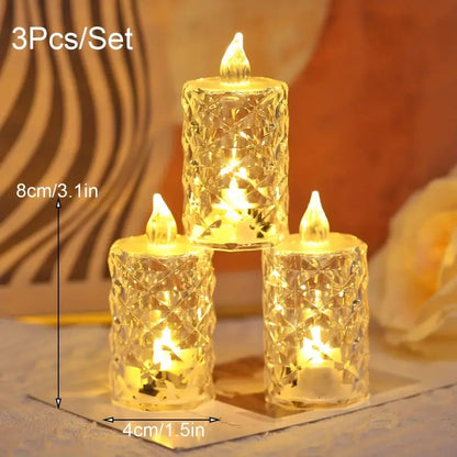 🔥3pcs/SET🕯️🎁 Crystal Flameless Candle Light