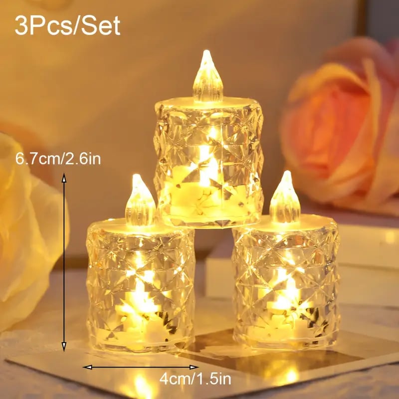 🔥3pcs/SET🕯️🎁 Crystal Flameless Candle Light