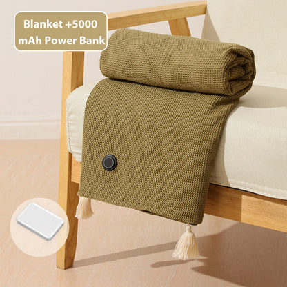 Portable Soft Zipper Electric Heated Blanket Shawl