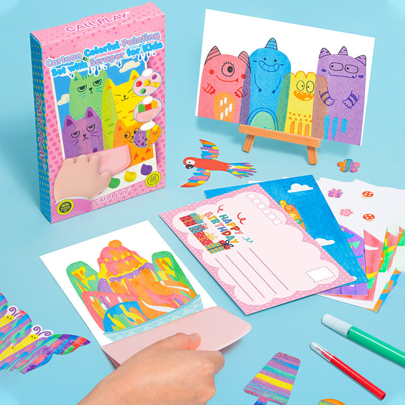 Cartoon Colorful Painting Set with Scraper for Kids