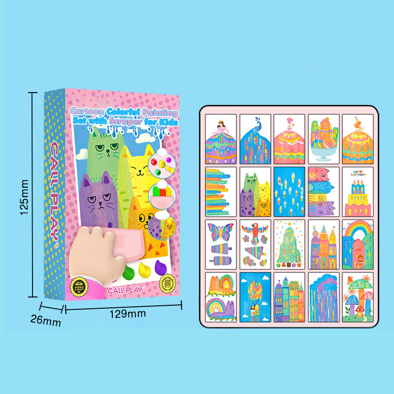 Cartoon Colorful Painting Set with Scraper for Kids