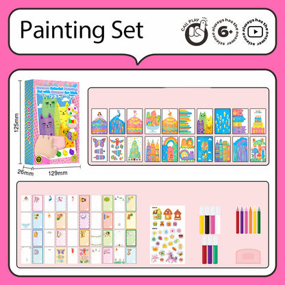 Cartoon Colorful Painting Set with Scraper for Kids