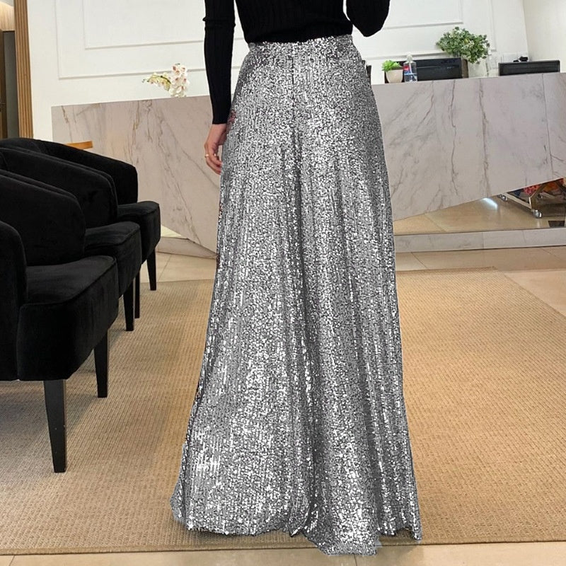 🎅Early Xmas Sales - 50% OFF🎄Women’s Trendy Sequin High Waist Wide Leg Pants