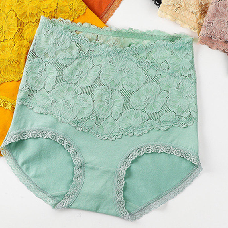 Women's Sexy Lace High-Waist Cotton Panties