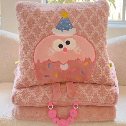 Cartoon 2 in 1 Convertible Plush Quilt  Pillow