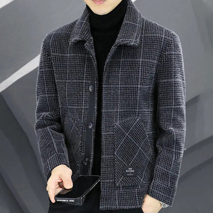 ✨New Arrival✨Men's Fashion Plaid Warm Lapel Jacket