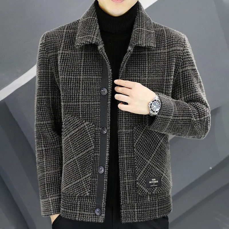 ✨New Arrival✨Men's Fashion Plaid Warm Lapel Jacket