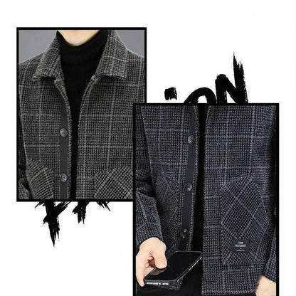 ✨New Arrival✨Men's Fashion Plaid Warm Lapel Jacket