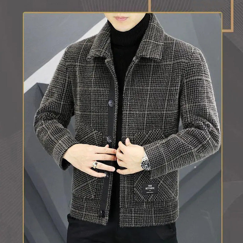 ✨New Arrival✨Men's Fashion Plaid Warm Lapel Jacket