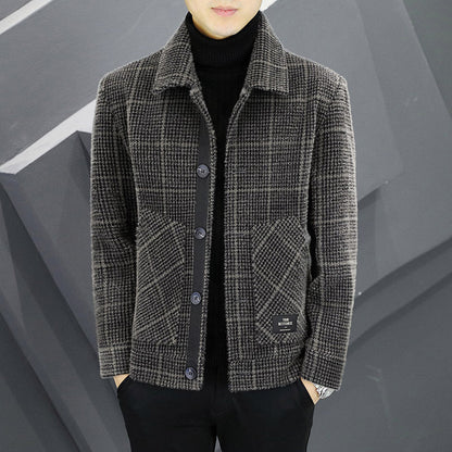 ✨New Arrival✨Men's Fashion Plaid Warm Lapel Jacket